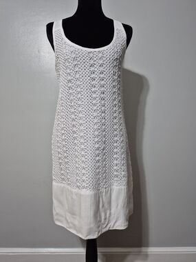 Ella Moss White Crochet Tank Dress Size S Boho Summer Lined